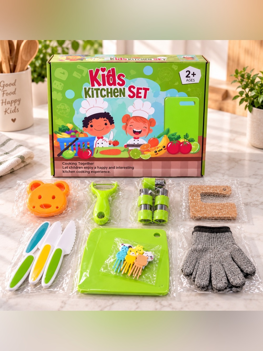 Kids Real Cooking Set 28 Pieces Child-Sized Kitchen Tools Ages 2+